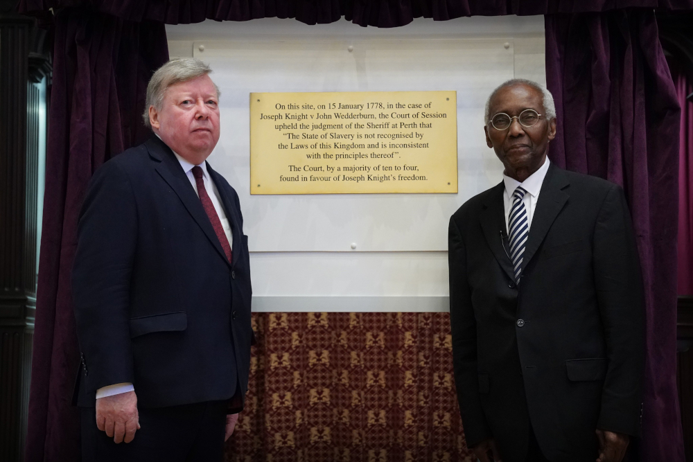 Plaque marks historic slavery case at Court of Session