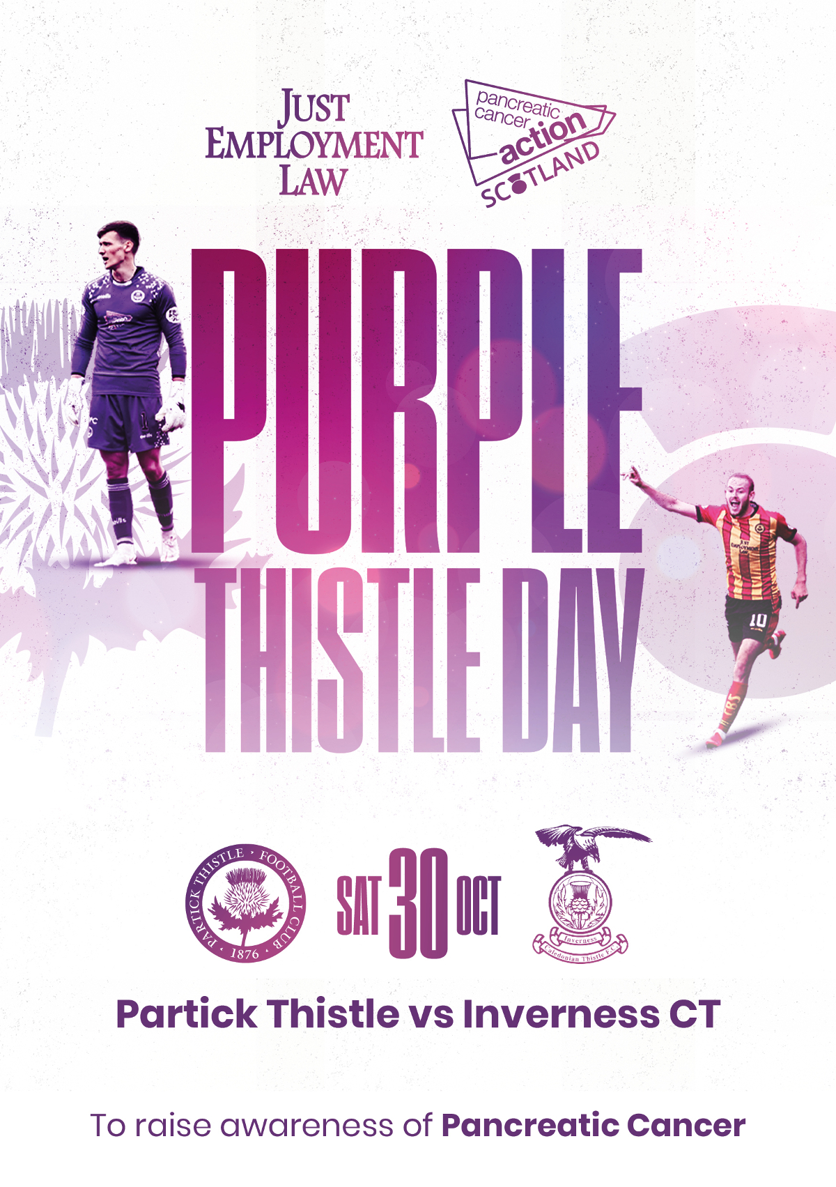 Just Employment Law to turn Firhill purple in aid of Pancreatic Cancer Action Scotland