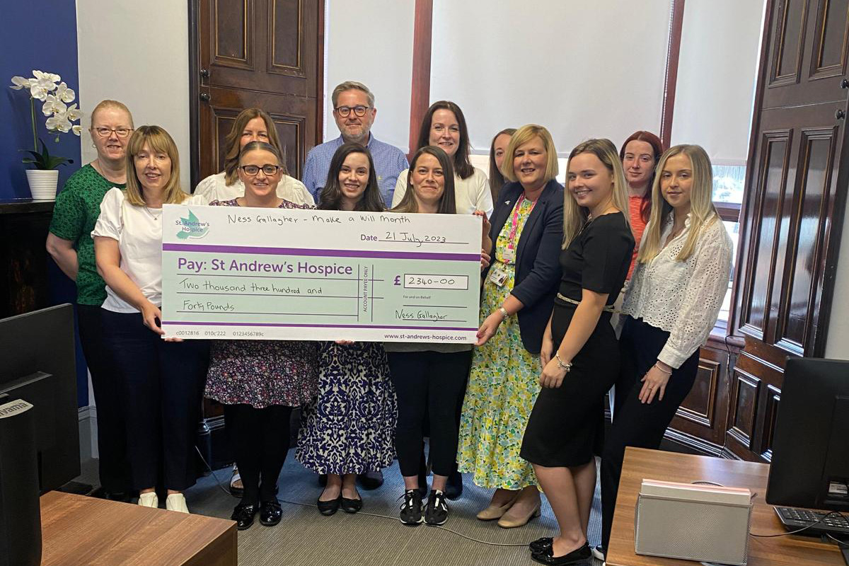 Ness Gallagher Solicitors raises over £2,300 for St Andrew’s Hospice